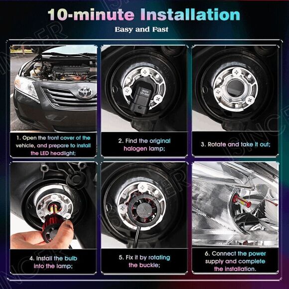 NWT Pair H7 LED Headlight Bulb Conversion Kit High/Low Beam 6500K White Super Br - Picture 11 of 12